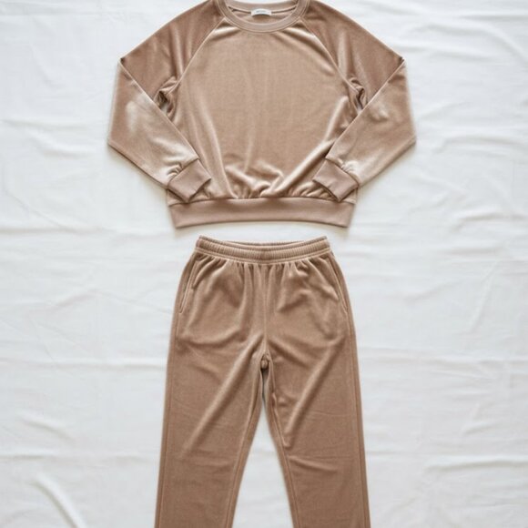 NWT Jenni Intimates Cocoa Velour Shiny Glam Matching Sweatsuit XL - Picture 5 of 15